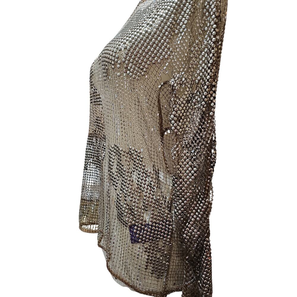 Ralph Lauren Purple Label Maritza Blouse Mesh Studs Jewels Womens 2 Rhinestones - Picture 2 of 16